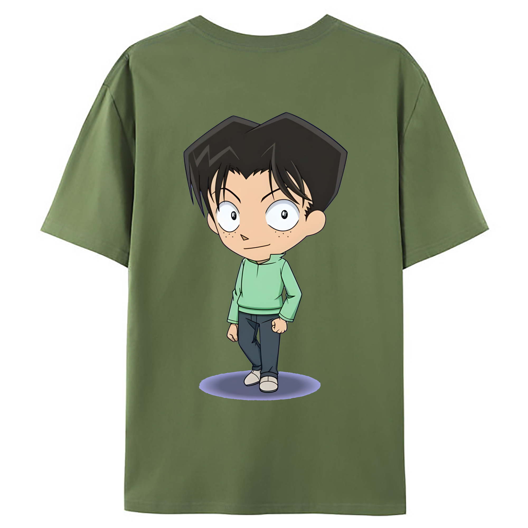 （画像用） 名探偵コナン 円谷 光彦 つぶらや みつひこ Detective Conan Mitch Tennyson 綿100％ メンズ半袖Tシャツ（バックプリント） 通気性